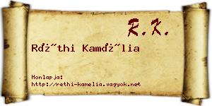 Réthi Kamélia névjegykártya